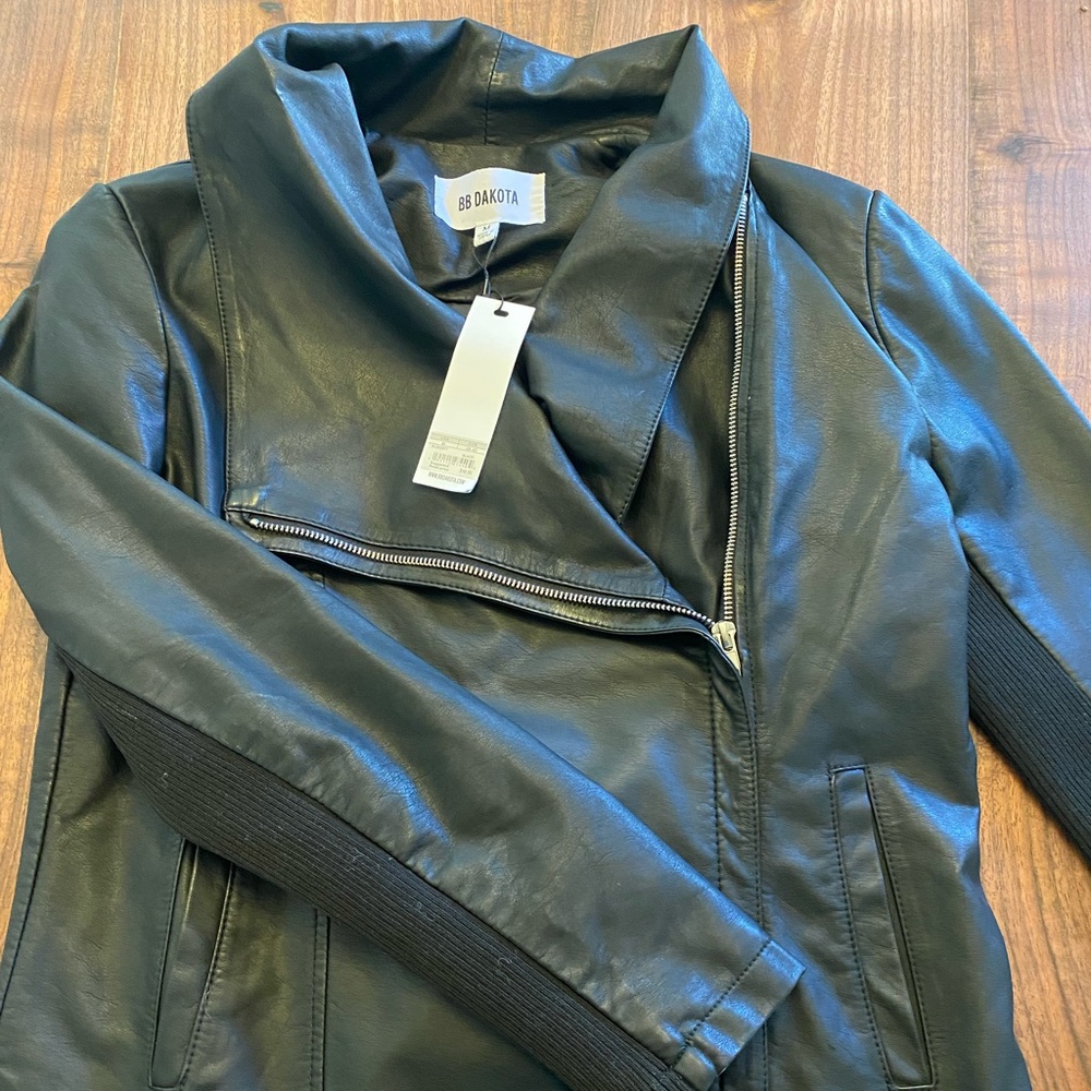 NWT BB Dakota Faux Leather Bomber Jacket